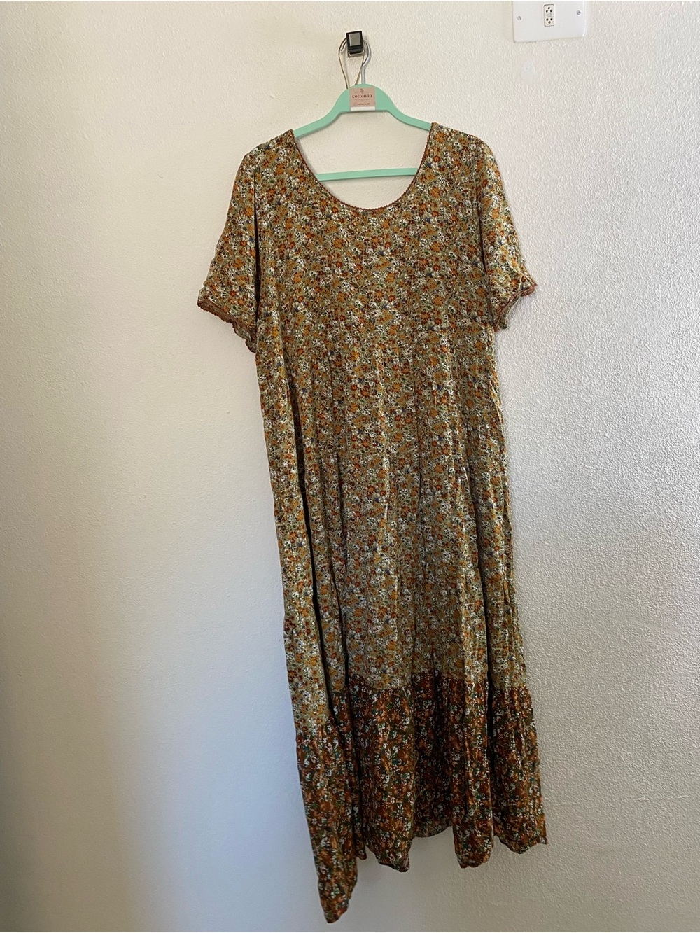 Floral Tiered Midi Dress in Mustard - Picture 2 of 16
